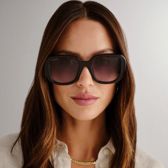 NEW GUCCI GG1557SK 002 WOMEN SUNGLASSES SQUARE GUCCI HAVANA BROWN EYEWEAR - Picture 2 of 12